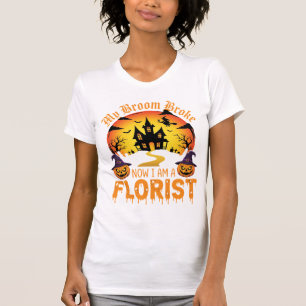 Halloween Mijn Bezem Brak Bloemist Heks T-shirt