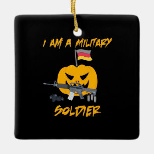 Halloween militair soldaat keramisch ornament