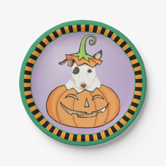 Halloween Mini Bull Terrier Paper Borden Papieren Bordje (Voorkant)