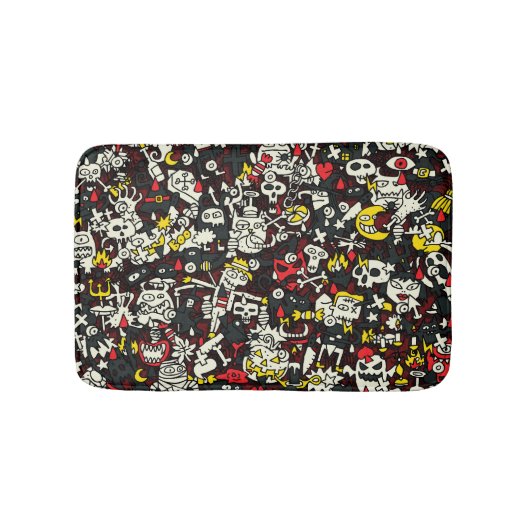 Halloween Mini Doodle  Patroon Badmat (Voorkant)