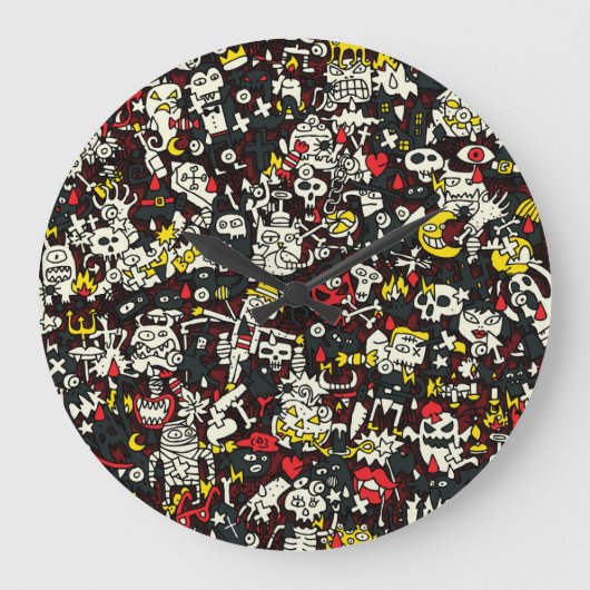 Halloween Mini Doodle Patroon Grote Klok (Voorkant)