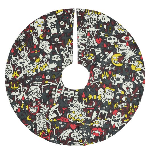 Halloween Mini Doodle Patroon Kerstboom Rok (Voorkant)