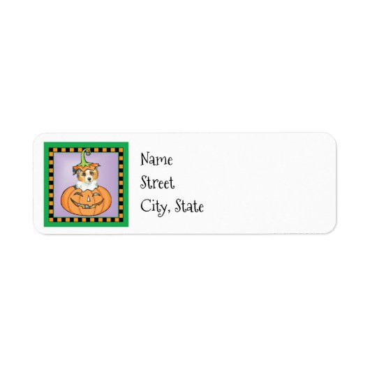 Halloween Miniature American Shepherd Etiket (Voorkant)