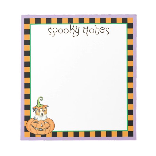 Halloween Miniature American Shepherd Notitieblok (Voorkant)