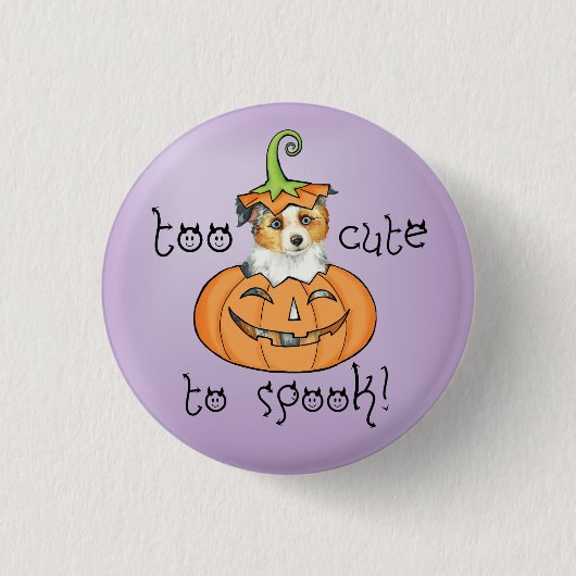 Halloween Miniature American Shepherd Ronde Button 3,2 Cm (Voorkant)