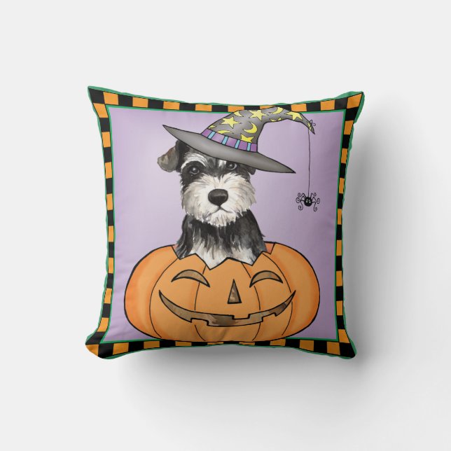 Halloween Miniature Schnauzer Kussen (Voorkant)
