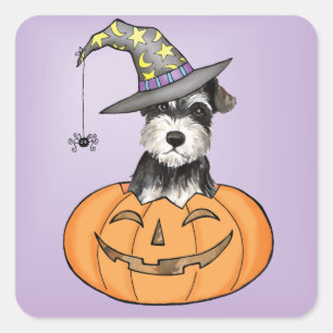 Halloween Miniature Schnauzer Vierkante Sticker