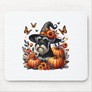 Halloween Miniatuur Schnauzer Hond Pompoen Herfst Muismat