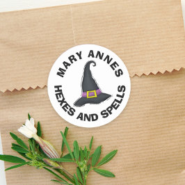 Halloween minimalist heks Pet Whimsical Favor Ronde Sticker