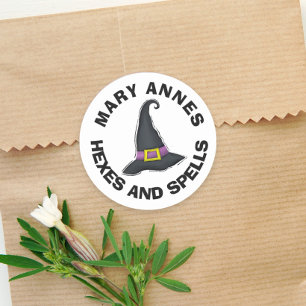 Halloween minimalist heks Pet Whimsical Favor Ronde Sticker