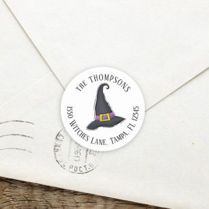 Halloween Minimalist Witches Pet Return Address Ronde Sticker