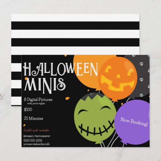 Halloween Minis Fotografie Afbeeldingen Flyer Kaart (Voorkant / Achterkant)