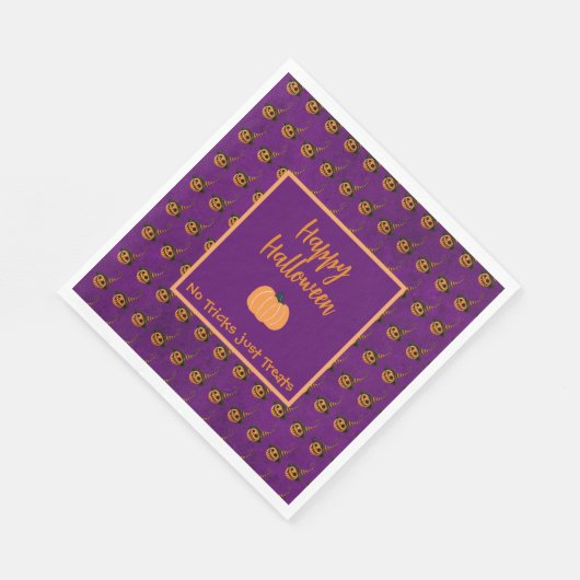 Halloween minuscule oranje pompoenen trick or trea servet (Hoek)