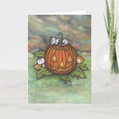 Halloween Mischief Kittens en Jack-o-Lantern Kaart (Voorkant)
