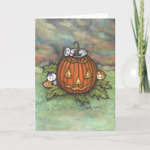 Halloween Mischief Kittens en Jack-o-Lantern Kaart