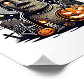 Halloween Moai-standbeeld Oude Cultuur Poster (Hoek)