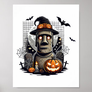 Halloween Moai standbeeld Oude cultuur Poster