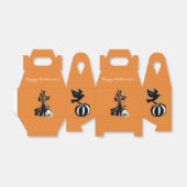 Halloween mode illustratie met een bezem bedankdoosjes (Uitgevouwen)