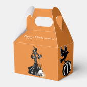 Halloween mode illustratie met een bezem bedankdoosjes (Voorkant Zijde)