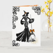 Halloween mode met zwarte kant kaart (Gele Bloem)