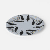 Halloween Modern Black Ravens Minimalist Pattern Papieren Bordje (Gekanteld)