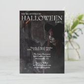 Halloween Modern Gothic Witch Broom Dark Photo Kaart (Staand voorkant)