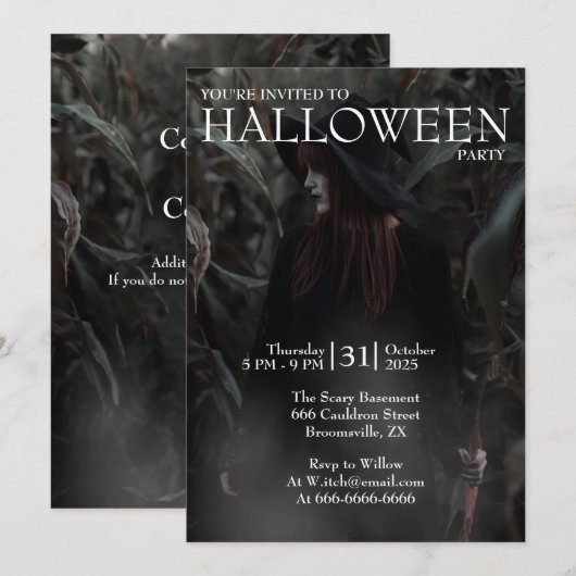 Halloween Modern Gothic Witch in Dark Forest Kaart (Voorkant / Achterkant)