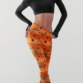 Halloween Modern Oranje Black Bat Spider Web Leggings