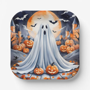 Halloween Modern Pumpkin Autumn Collectie Papieren Bordje