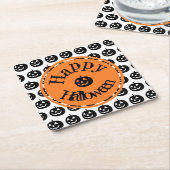 Halloween Modern Pumpkin-ontwerp Kartonnen Onderzetters (Schuin)