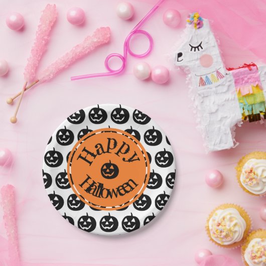Halloween Modern Pumpkin-ontwerp Papieren Bordje (Feest)