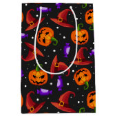 Halloween Modern Pumpkin Witch Pet Pattern Medium Cadeauzakje (Voorkant)