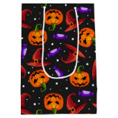 Halloween Modern Pumpkin Witch Pet Pattern Medium Cadeauzakje (Achterkant)