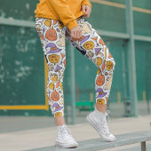 Halloween Modern Spooky Black Cat Pumpkins Witch Leggings