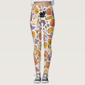 Halloween Modern Spooky Black Cat Pumpkins Witch Leggings (Voorkant)