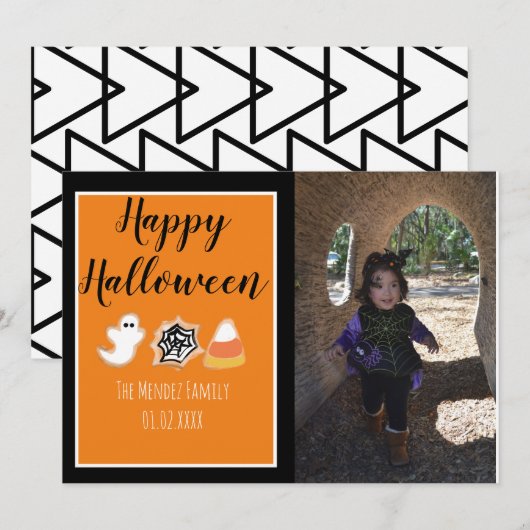 Halloween Moderne Gebakken Koekjes Foto Kaart (Voorkant / Achterkant)