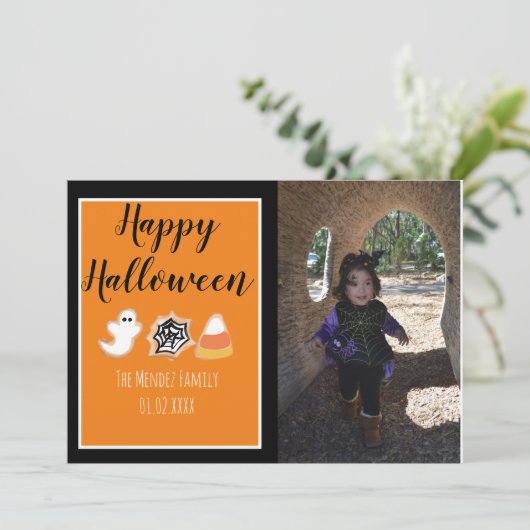 Halloween Moderne Gebakken Koekjes Foto Kaart (Staand voorkant)