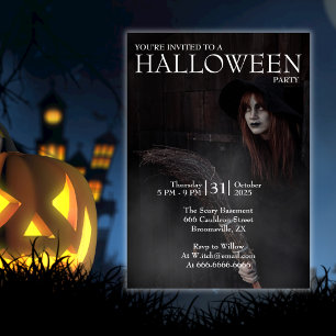 Halloween Moderne Gotische Heks Bezems Donkere Sch Kaart