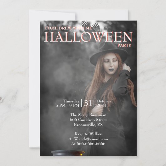 Halloween Moderne Gotische Heks Brouwt Donkere Fot Kaart (Voorkant)