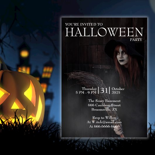 Halloween Moderne Gotische Heksenbezem Donkere Sch Kaart