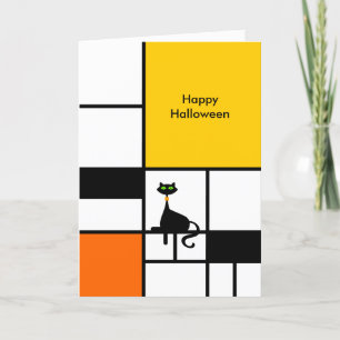 Halloween- Moderne Kunst Kat Feestdagen Kaart