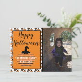 Halloween Moderne Pompoen Patroon Foto Kaart (Staand voorkant)