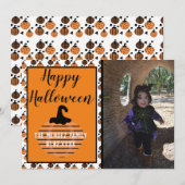 Halloween Moderne Pompoenpatroon Fotokaart Feestdagenkaart (Voorkant / Achterkant)