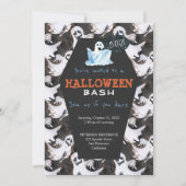 Halloween moderne zwart-wit geesten partij kaart (Voorkant)