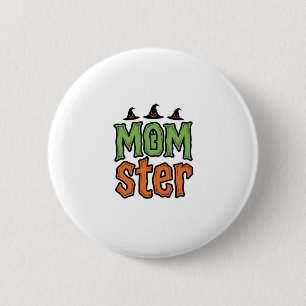 Halloween Moeder Monster Vintage Moeder Shirt Ontw Ronde Button 5,7 Cm