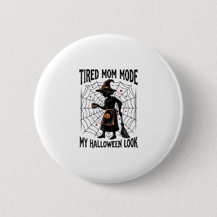 Halloween Moeder Shirt Moe Uitgeput Kostuum Vintag Ronde Button 5,7 Cm