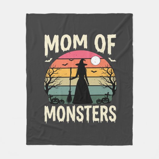 Halloween Moeder Van Monsters Heks Zonsondergang Fleece Deken (Voorkant)