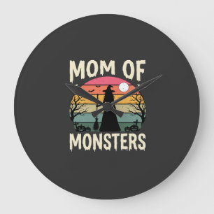 Halloween Moeder Van Monsters Heks Zonsondergang Grote Klok