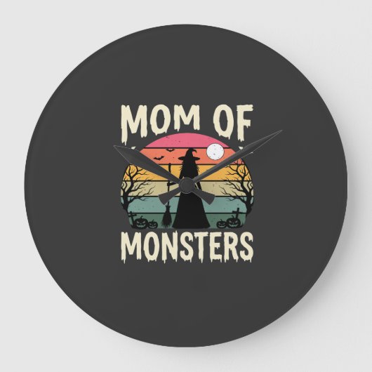 Halloween Moeder Van Monsters Heks Zonsondergang Grote Klok (Voorkant)