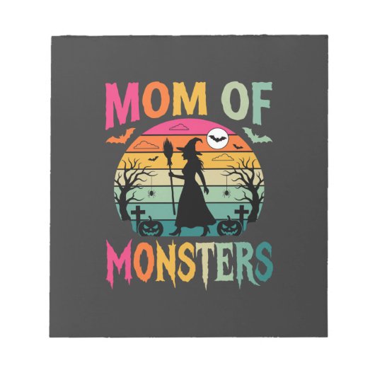 Halloween Moeder van Monsters Heks Zonsondergang Notitieblok (Voorkant)